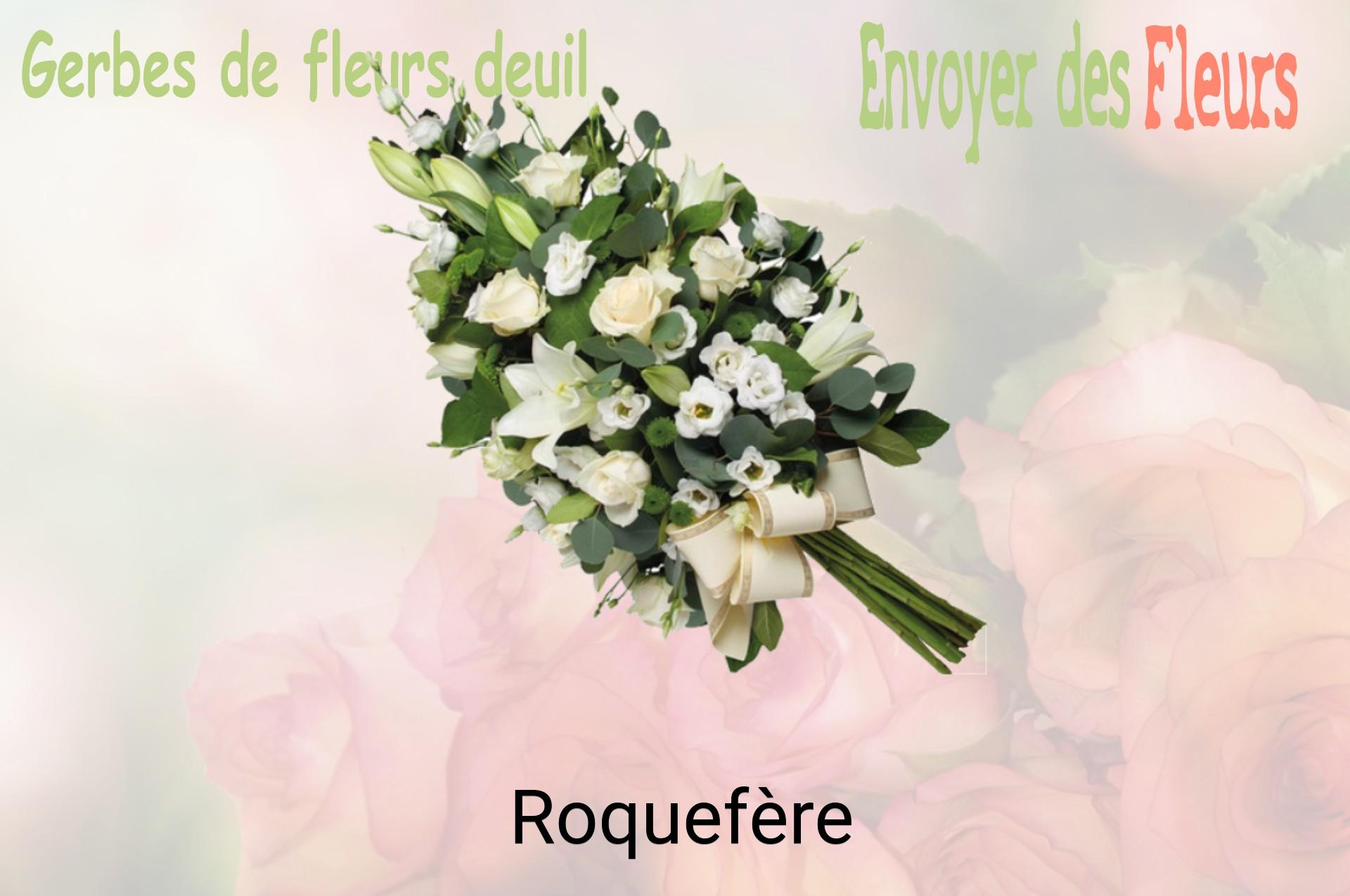 Gerbe de fleurs de deuil livrée à Roquefère